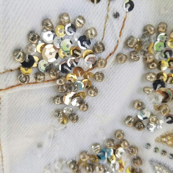 Cache Denim Beaded Jacket Size Small - Picture 7 of 8